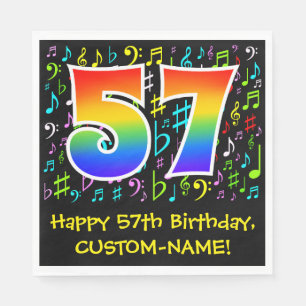 Guardanapo De Papel 57º aniversário - Símbolos de música coloridos