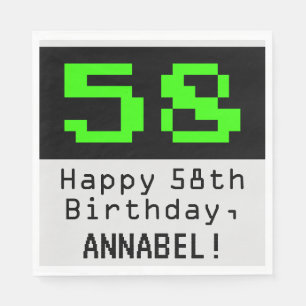Guardanapo De Papel 58º aniversário - Estilo Nerdy / Geeky "58" & No