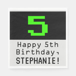 Guardanapo De Papel 5 Birthday - Estilo Nerdy / Geeky "5" & Nome