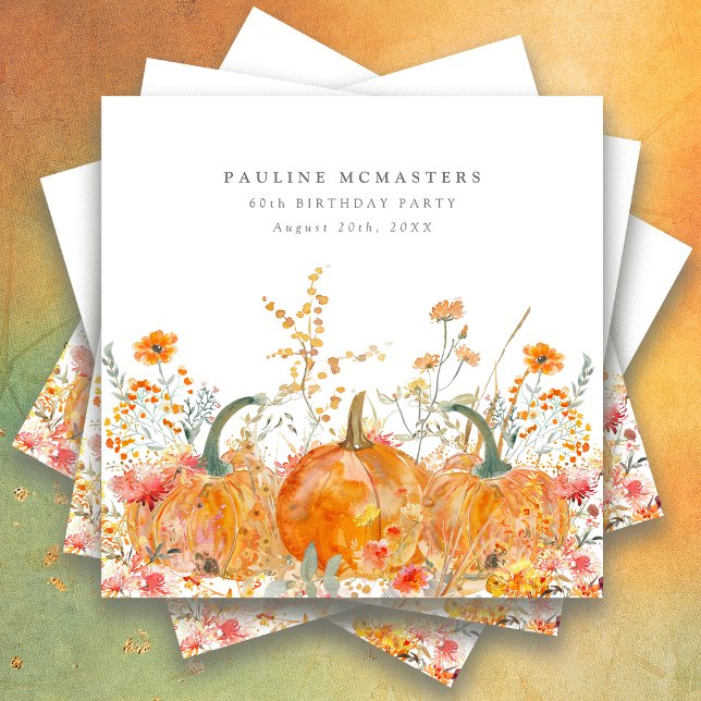 Guardanapo De Papel 60ª Festa de aniversário Pumpkin Wildflower Person (Criador carregado)