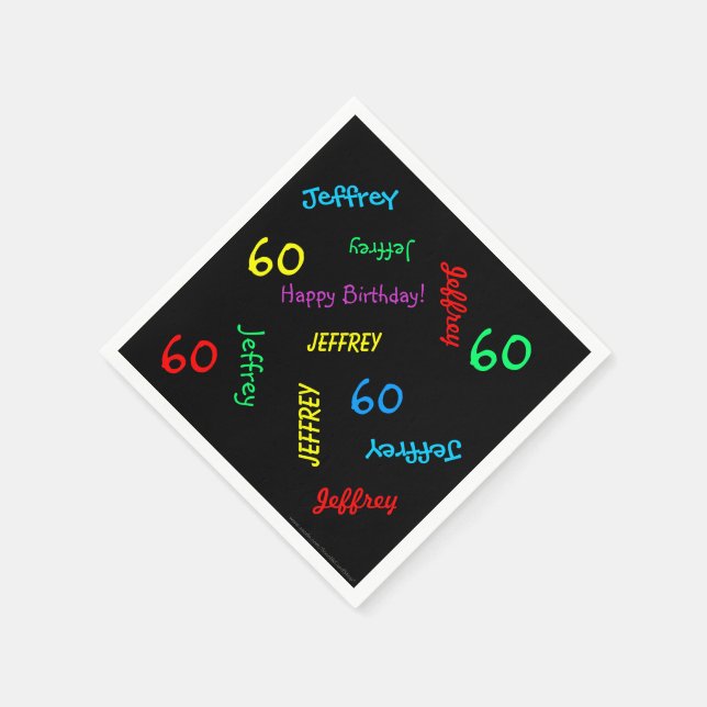 Guardanapo De Papel 60ª Festa de aniversário Repetindo Nomes Papel Pre (Canto)