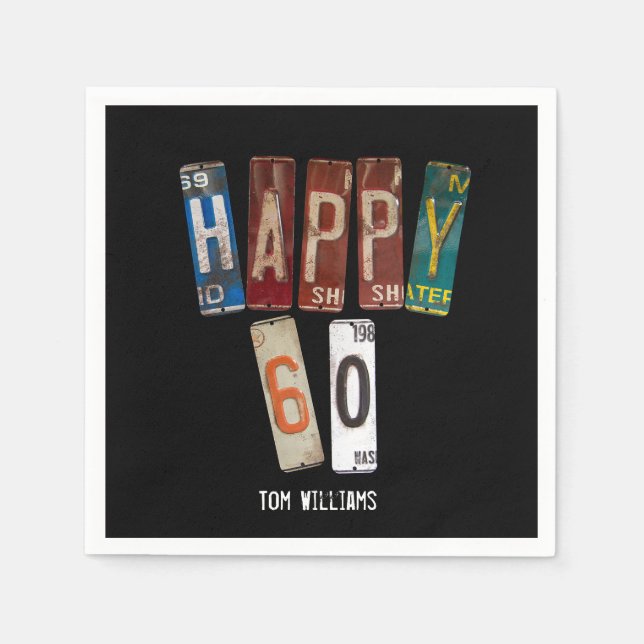 Guardanapo De Papel 60º Aniversário da coleção de placas de matrícula (Frente)