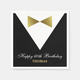 Guardanapo De Papel 60º Aniversário de Napkins | Partido Negro e Doura