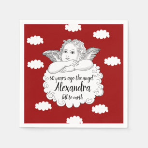 Guardanapo De Papel 60º Aniversário do Anjo Cristão em Vermelho de