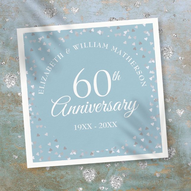 Guardanapo De Papel 60º Aniversário do Diamond Hearts Confetti (60th Wedding Diamond Anniversary Hearts Confetti Napkins)