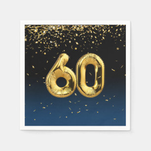 Guardanapo De Papel 60º Balões Dourados e Confetti Napkins