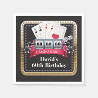 60º Poker Play Card Casino Aniversário Napkins