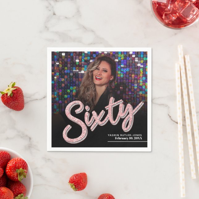 Guardanapo De Papel 60.º aniversário - script personalizado de fotogra (Insitu)