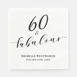 Guardanapo De Papel 60 e Fabuloso Aniversário de Sessenta Letras Elega