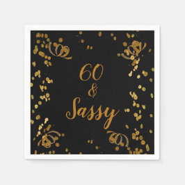 Guardanapo De Papel 60 e Sassy Aniversário de 60 anos Preto | Faux Dou