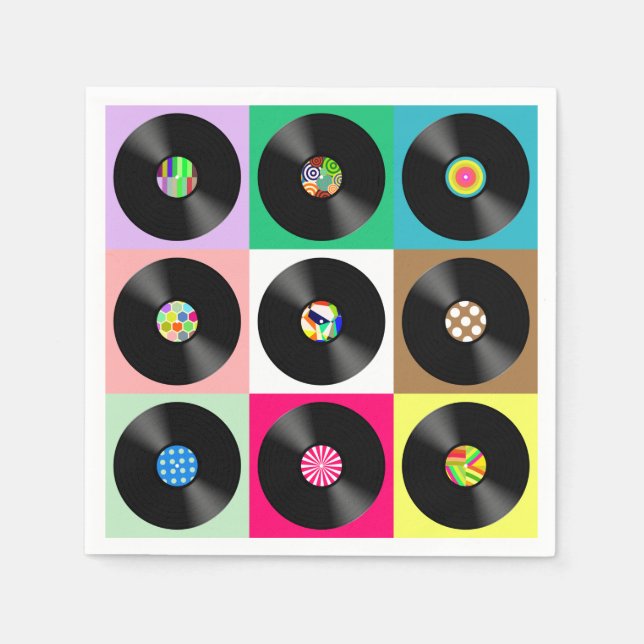 Guardanapo De Papel 60 Retro Vintage Vinyl Record Pop Art (Frente)