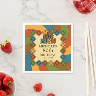 Guardanapo De Papel 60s Music Theme Nostalgic 80th Birthday Party Deco