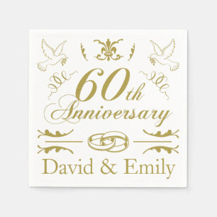 Guardanapo De Papel 60th aniversário de casamento personalizado