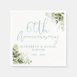 Guardanapo De Papel 60th Wedding Anniversary Greenery Floral