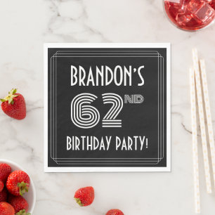 Guardanapo De Papel 62.a Festa de aniversário: Estilo de Deco da Arte 