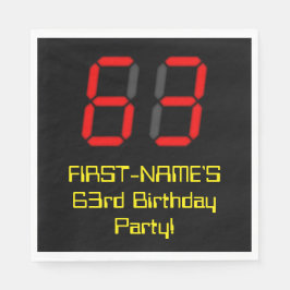 Guardanapo De Papel 63º aniversário: Estilo de Relógio Digital Vermelh