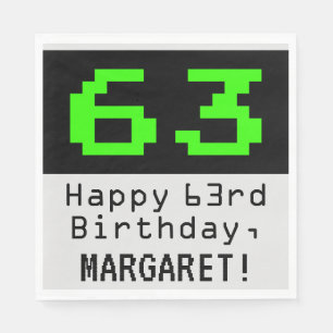 Guardanapo De Papel 63º aniversário - Estilo Nerdy / Geeky "63" & No