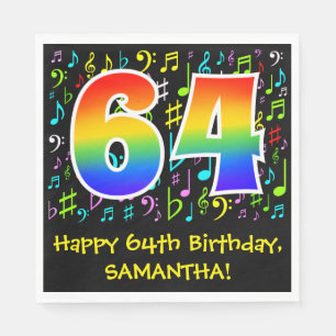 Guardanapo De Papel 64.o aniversário - Símbolos de música coloridos