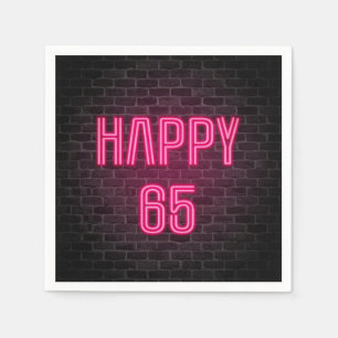 Guardanapo De Papel 65º Sinal de neon de aniversário rosa na parede
