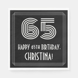 Guardanapo De Papel 65.º Aniversário: Art Deco Inspirou "65" + Nome