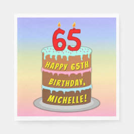 Guardanapo De Papel 65.º aniversário: Bolo e Velas Divertidas + Nome P