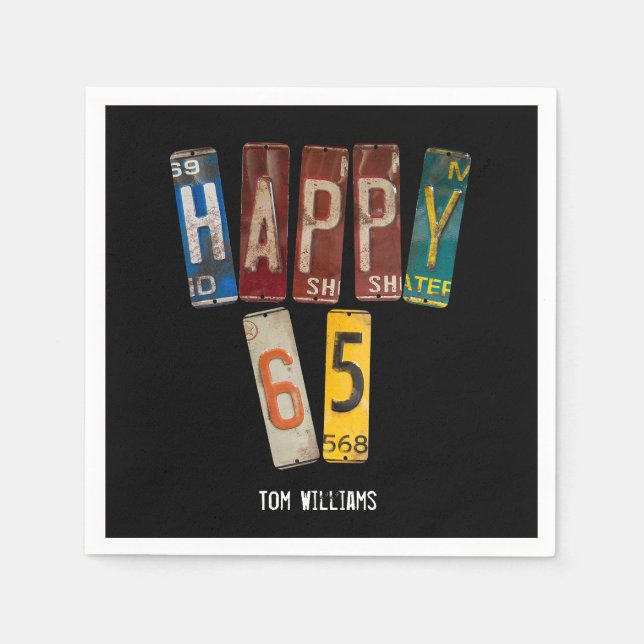 Guardanapo De Papel 65.º Aniversário da coleção de placas de matrícula (Frente)