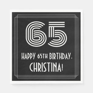 Guardanapo De Papel 65.o aniversário: Art Deco Inspirou "65" + Nome