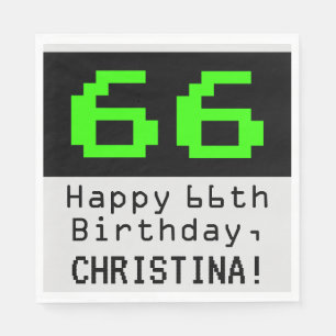 Guardanapo De Papel 66º aniversário - Estilo Nerdy / Geeky "66" & No