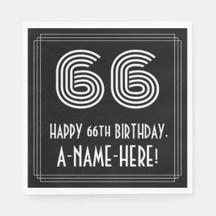 Guardanapo De Papel 66.o aniversário: Art Deco Inspira "66" + Nome