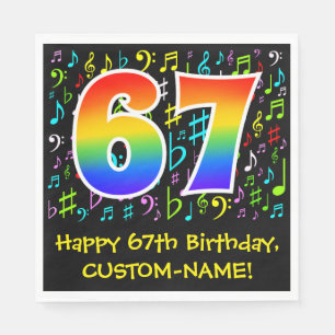 Guardanapo De Papel 67.o aniversário - Símbolos de música coloridos
