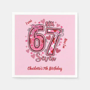 Guardanapo De Papel 6 7 Seis Sete Meme Tendência Rosa Aniversário de 7