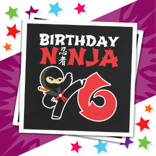 Guardanapo De Papel 6 anos Karate Ninja Party Kids 6 Aniversário