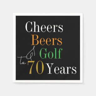 Guardanapo De Papel 70 Aniversário Saúde e Cerveja Golfe Negro e Doura