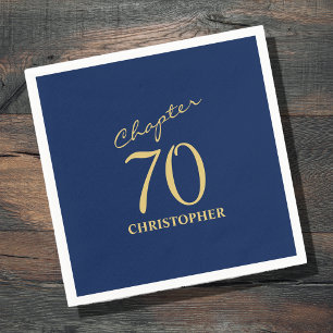 Guardanapo De Papel 70 Birthday Azul Dourado