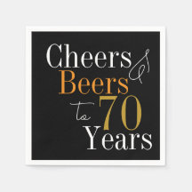 70 Birthday Beers and Cheers Black Dourada Party