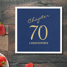 Guardanapo De Papel 70 Birthday Blue Dourado Capítulo 70