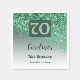 Guardanapo De Papel 70 Birthday Bonito Glitter Verde