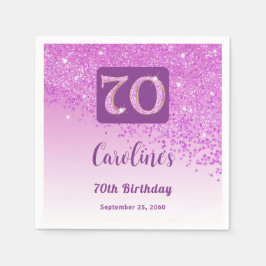Guardanapo De Papel 70 Birthday Bonito Rosa Brilhante Napkins