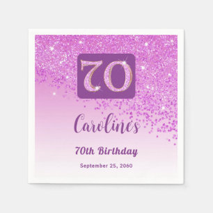 Guardanapo De Papel 70 Birthday Bonito Rosa Brilhante Napkins