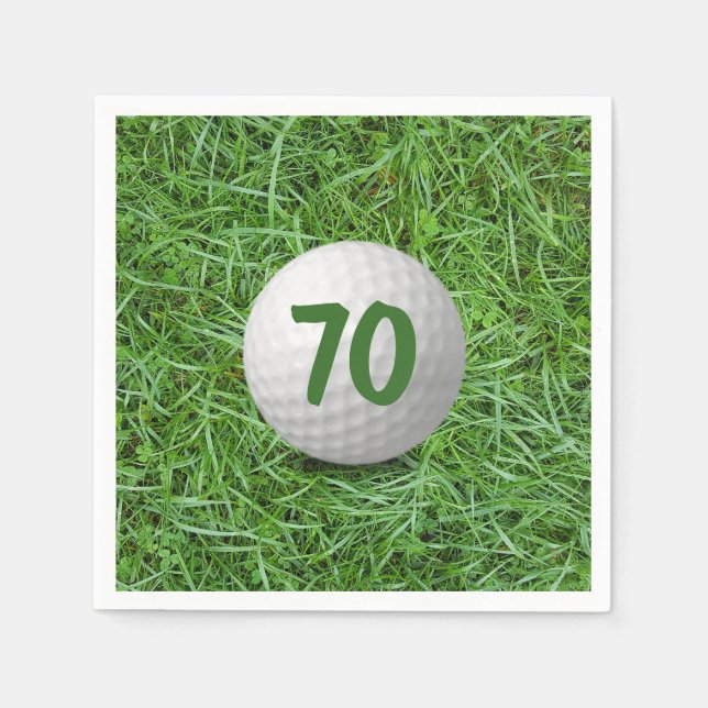 Guardanapo De Papel 70 Birthday Golf Ball em Grass Napkins (Frente)