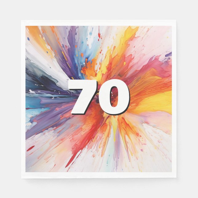 Guardanapo De Papel 70 Birthday Paint Blast Napkins (Frente)