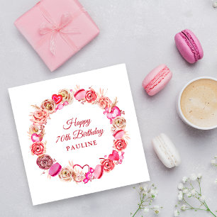 Guardanapo De Papel 70 Birthday Pink Rose Dia de os namorados Suavemen