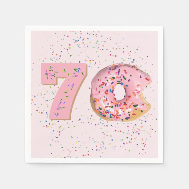 Guardanapo De Papel 70 Birthday Pink Rosquinha Napkins (Frente)