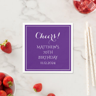 Guardanapo De Papel 70 Birthday Purple Elegant Script Modern Cheers