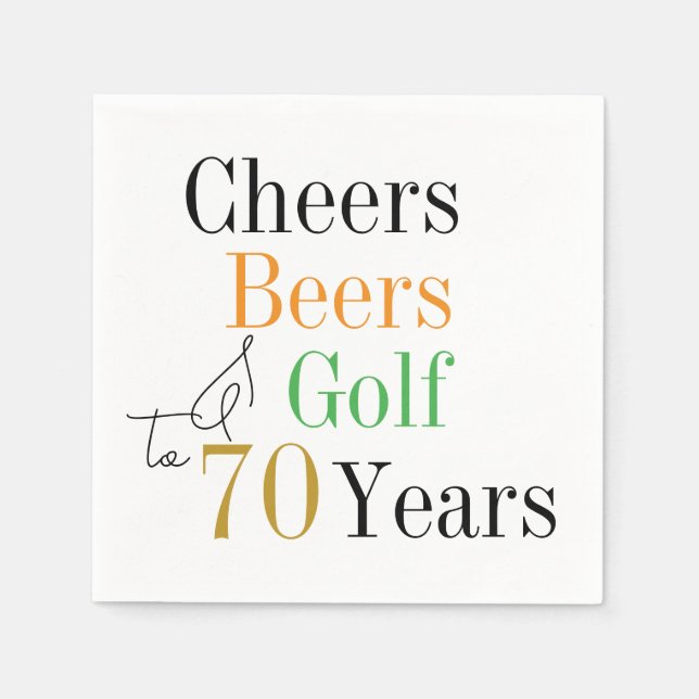 Guardanapo De Papel 70 Birthday Saúde e Cervejas Golf Mínimo (Frente)