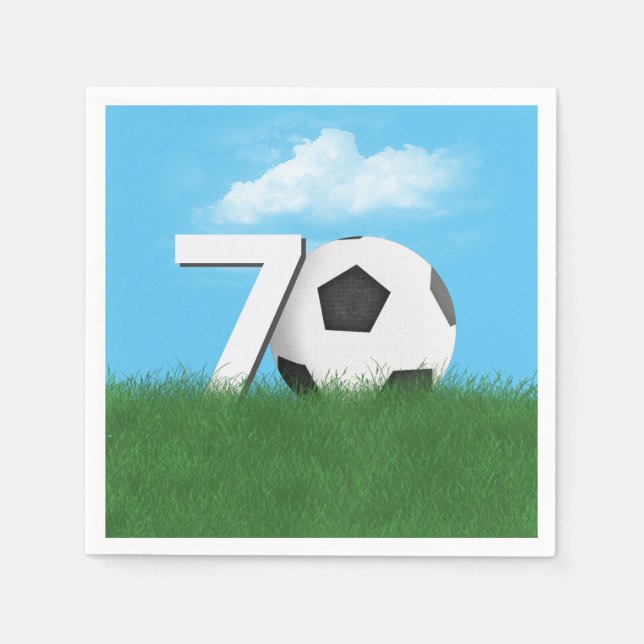 Guardanapo De Papel 70 Birthday Soccer Ball in Green Grass (Frente)