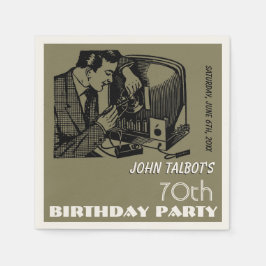 Guardanapo De Papel 70 da oficina de reparação da Vintage TV Festa de 