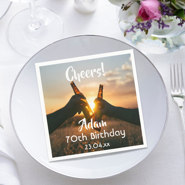 Guardanapo De Papel 70 festa de aniversário aplaude cerveja cara (Criador carregado)