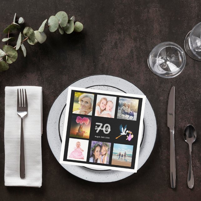 Guardanapo De Papel 70 festa de aniversário nome da colagem de fotos p (Criador carregado)