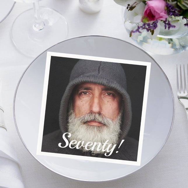 Guardanapo De Papel 70 foto de aniversário 700 cara script (Criador carregado)